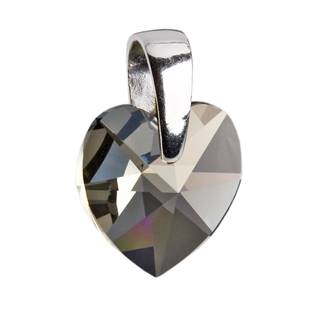 Stříbrný přívěšek srdce Crystals from Swarovski® Black Diamond