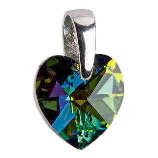 Stříbrný přívěšek srdce Crystals from Swarovski® Green 
