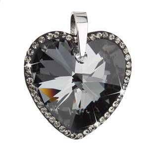 Stříbrný přívěšek srdce Crystals from Swarovski® Silver Night