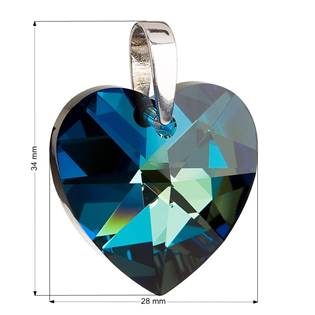 Stříbrný přívěšek srdce Crystals from Swarovski®Bermuda Blue