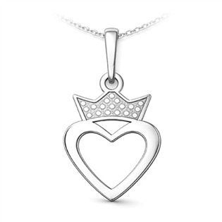 Stříbrný přívěsek srdce s korunkou