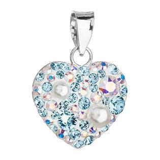 Stříbrný přívěšek srdce s krystaly Crystals from Swarovski® AQUAMARINE AB