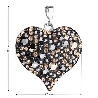 Stříbrný přívěšek srdce s krystaly Crystals from Swarovski® Colorado