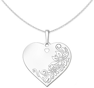 Stříbrný přívěsek srdce s květinovým motivem