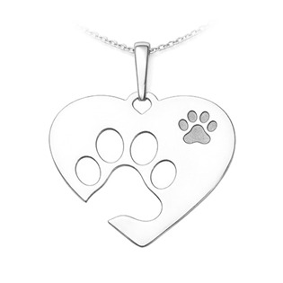Stříbrný přívěsek srdce s otiskem tlapky