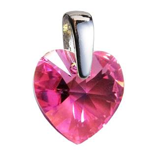 Stříbrný přívěšek srdce z dílny Crystals from Swarovski® Pink
