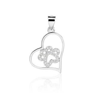 Stříbrný přívěsek srdíčko s tlapkou