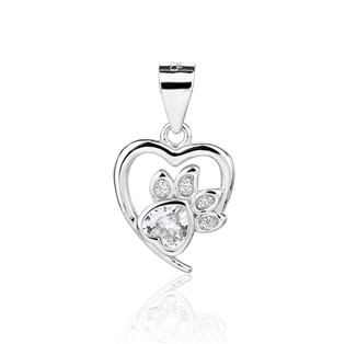 Stříbrný přívěsek srdíčko s tlapkou