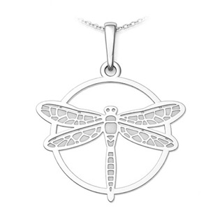 Stříbrný přívěsek vážka v kruhu
