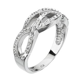 Stříbrný proplétaný prsten s kamínky Crystals from Swarovski®, Crystal