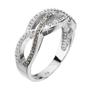 Stříbrný proplétaný prsten s kamínky Crystals from Swarovski®, Gray