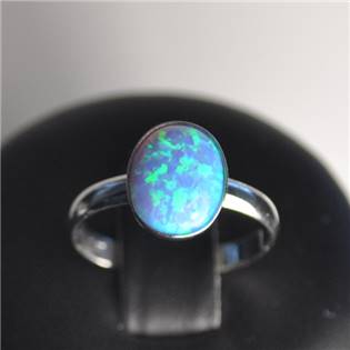Stříbrný prsten - modrý opál, vel. univerzální