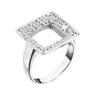 Stříbrný prsten čtverec s kamínky Crystals from Swarovski®, Crystal