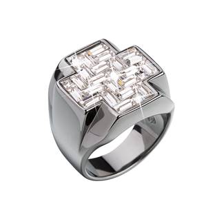 Stříbrný prsten kříž s kameny Crystals from Swarovski®