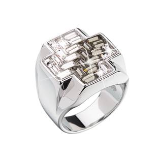 Stříbrný prsten kříž s kameny Crystals from Swarovski® Black Diamond