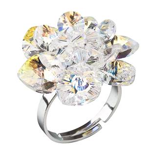 Stříbrný prsten kytička s krystaly Crystals From Swarovski, AB