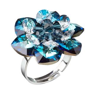 Stříbrný prsten kytička s krystaly Crystals From Swarovski, Blue