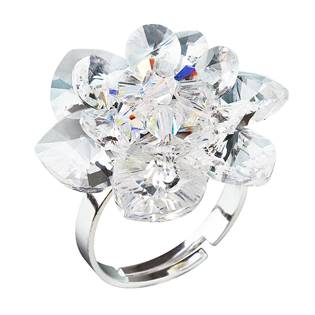 Stříbrný prsten kytička s krystaly Crystals From Swarovski, Crystal 