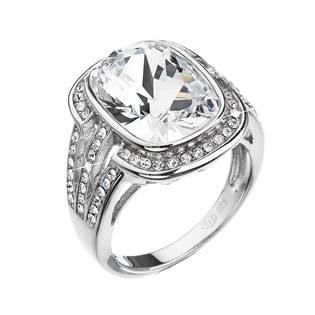 Stříbrný prsten obdélník s kamínky Crystals from Swarovski®,  Crystal