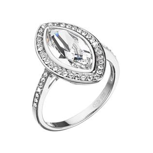 Stříbrný prsten ovál s kamínky Crystals from Swarovski®, Crystal