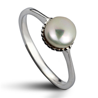 Stříbrný prsten přírodní perla 5,5 mm, vel. 57