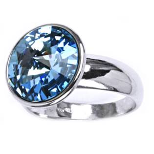 Stříbrný prsten s kamenem Crystals from SWAROVSKI®, barva: AQUAMARINE