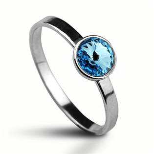 Stříbrný prsten s kamenem Crystals from Swarovski®, barva: AQUAMARINE