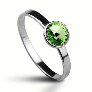 Stříbrný prsten s kamenem Crystals from Swarovski®, barva: PERIDOT