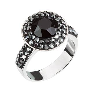 Stříbrný prsten s kameny Crystals from Swarovski® Black Jet