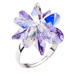 Stříbrný prsten s krystaly Crystals from Swarovski® Violet