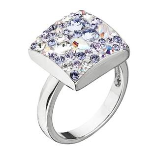 Stříbrný prsten s krystaly Swarovski fialový