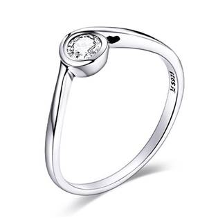 Stříbrný prsten s kulatým zirkonem, vel. 51