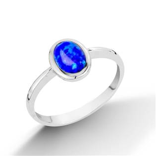 Stříbrný prsten s modrým opálem