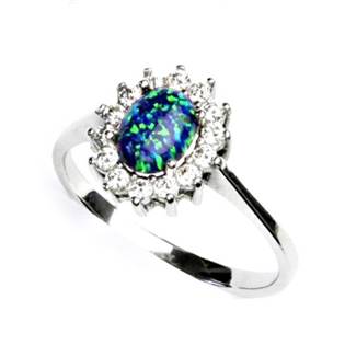 Stříbrný prsten s opálem a zirkony