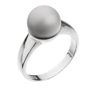 Stříbrný prsten s perlou pastelově šedý