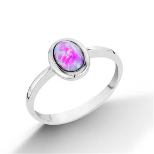 Stříbrný prsten s růžovým opálem