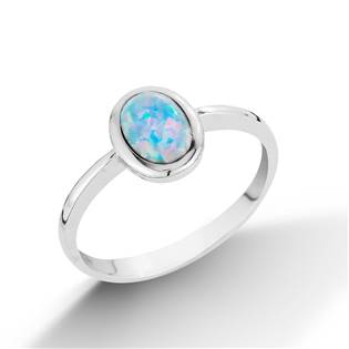 Stříbrný prsten s světle modrým opálem