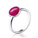 Stříbrný prsten s tmavě růžovým kamenem