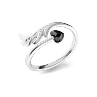 Stříbrný prsten se srdíčkem Crystals from Swarovski® Jet Black