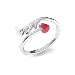 Stříbrný prsten se srdíčkem Crystals from Swarovski® Royal Red