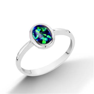 Stříbrný prsten se zelenomodrým opálem