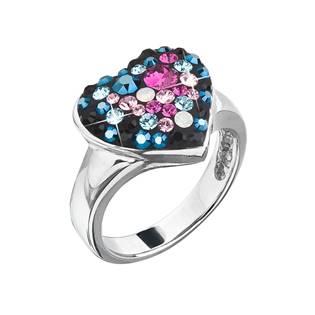 Stříbrný prsten srdce s kamínky Crystals from Swarovski® Galaxy