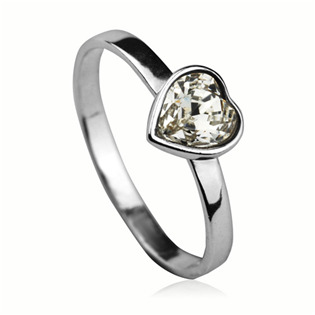 Stříbrný prsten SWAROVSKI® el. srdce, Crystal, vel. 59