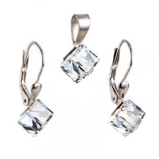 Stříbrný set náušnic kostky Crystals from Swarovski® Crystal