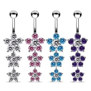Stříbrný visací piercing do pupíku
