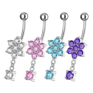 Stříbrný visací piercing do pupíku
