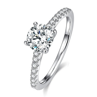 Stříbrný zásnubní prsten MOISSANIT, vel. 52