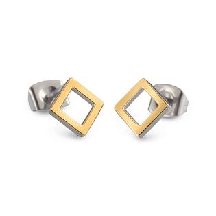 Titanové náušnice čtverce zlacené 05022-02