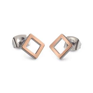 Titanové náušnice čtverce zlacené 05022-03