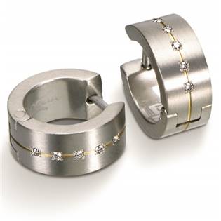 Titanové náušnice kroužky s diamanty BOCCIA® 0503-11